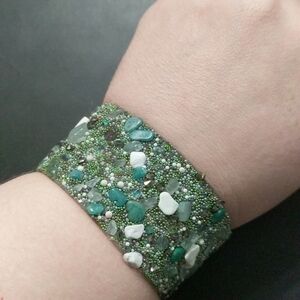 Rain Green Pave Gemstone Magnetic Clasp Statement Bracelet